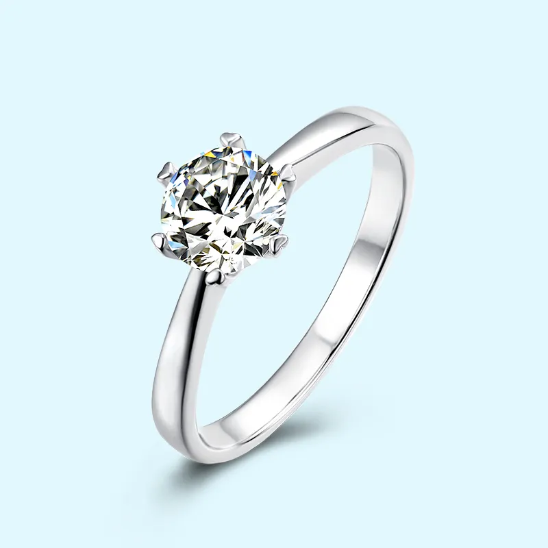 Bague de fiançailles en argent et diamant, bague de mariage de haute qualité 1,0 ct, ionite, or blanc 18k, 2020