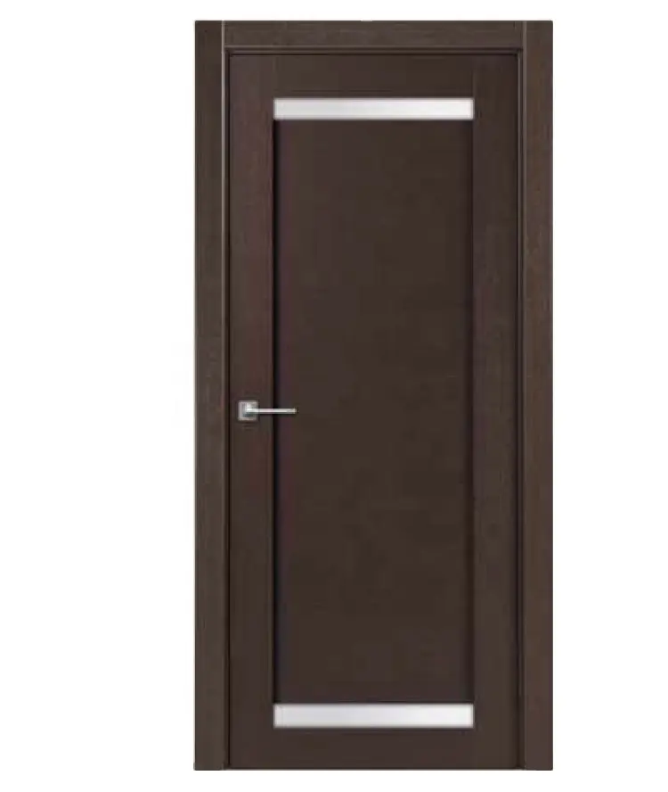 Simple Plain Porte ไม้สักประตูการออกแบบบล็อกแก้วภายในเลื่อนประตูห้องครัว Swing ประตูภายใน