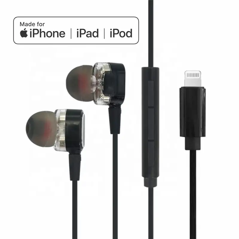 עבור אפל MFi מוסמך אוזניות wired earpod ב-אוזן כפולה דינמי Wired אוזניות אוזניות עבור iPhone 13 ברקים אוזניות
