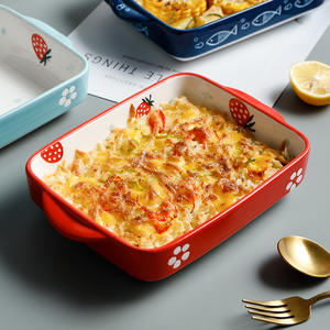 Plateau de cuisson en céramique rectangulaire, ustensiles de cuisine, plaque rectangulaire résistant à la chaleur, aspect nordique, peints à la main, 1 pièce - Product Image 4