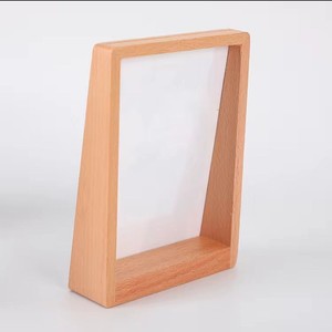 Gỗ Sồi khung hình thang hiển thị đứng 6-7-8 inch lịch cơ sở khung <span class=keywords><strong>Acrylic</strong></span> sáng tạo bằng gỗ hiển thị đứng - Product Image 2