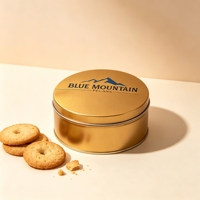 Boîte en métal doré personnalisée de qualité alimentaire, emballage rond en fer blanc pour aliments, gâteaux de lune, gâteaux, biscuits, bonbons, cadeaux, boîtes métalliques pour biscuits