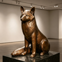 Sculpture de renard en bronze antique, style artistique réaliste, dimensions personnalisables, pour cour et pelouse