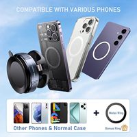 Support de téléphone magnétique à ventouse pliable amélioré Support de téléphone magnétique flexible à 360 ° réglable sous vide pour voiture/salle de sport/miroir mural