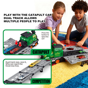 Tren Pequeño para Niños, Juguete de Pista DIY, Tren de Transporte de Inercia, Coche de Arrastre con Retorno Automático, Juguetes de Coche de Fricción Pequeños para Niños - Product Image 2