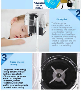 Filtro a cascata a parete in plastica per acquari 5W pompa di ossigeno esterna con cotone per piccoli serbatoi di tartaruga - Product Image 2