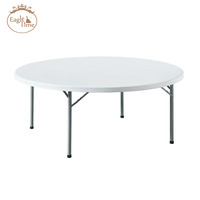 Table à Manger Ronde Pliante en Plastique Blanc, Idéale pour l'Extérieur, les Mariages Décontractés, les Banquets et les Événements