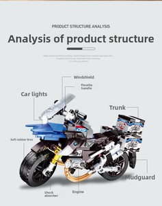 Jouet de construction éducatif DIY en plastique de 40 pièces, moto de simulation à assembler pour garçons de 0 à 3 mois, cadeau du 1er juin - Product Image 6