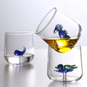 Seaygift 3d בעלי החיים ברור זכוכית קפה כוסות צבע לב בצורת קריקטורה חלב תה מיץ ספל קריסטל זכוכית כוסות בירה