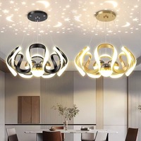 CCT lampu gantung LED 3 redup, lampu proyeksi bintang langit Emas Untuk Hotel lobi rumah tangga ruang tamu