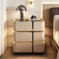 Table de chevet intelligente avec chargeur sans fil et lumière LED intégrée, armoire de chevet moderne avec tiroir de rangement pour chambre à coucher