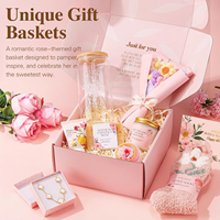 Coffret cadeau spa pour femmes, coffret cadeau de soin, 7 pièces, kit de relaxation avec tasse en verre, bougie parfumée pour femmes, carte cadeau imprimable pour anniversaire