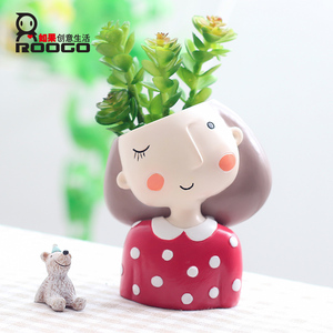 Vasi per Piante Grasse Roogo Personalizzati a Forma di Testa di Fata, 3 Pollici, in Resina, con Drenaggio, Ecologici, Leggeri, Moderni per Giardino - Product Image 4