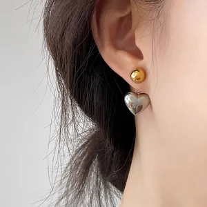 Boucles d'oreilles cœur en acier inoxydable Boucles d'oreilles mode Bijoux Femmes <span class=keywords><strong>Les</strong></span> Boucles D'oreilles Femme De Luxe Inox Bijoux Plaqué ou - Product Image 1