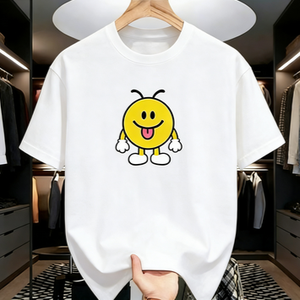 T-shirt décontracté pour homme avec motif <span class=keywords><strong>Smiley</strong></span> à langue sortie, dessin animé mignon, en coton surdimensionné à manches courtes, style streetwear - Product Image 4