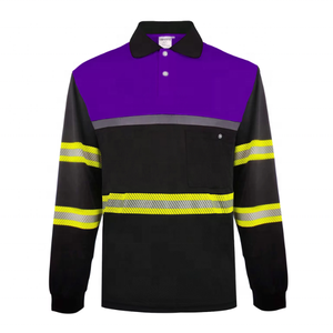 Hi <b>Vis</b> Workwear Safety <b>Polo</b> <b>Shirt</b> Bird Eye Design Long Sleeve Heat Transfer Reflective <b>High</b> Quality Soft Material Wholesale Logo - Product Image 1