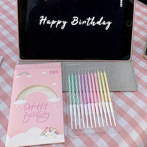 شمعة حلزونية ملونة يدوية الصنع بقضيب طويل، زينة كعكة منحنية قوس قزح، مستلزمات تزيين لأعياد الميلاد وعيد الكريسماس، زخارف شمعية في علبة - Product Image 3