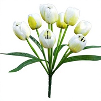 Bouquet de tulipes artificielles en soie gaufrée pour mariage, Noël, Halloween, décoration intérieure et photographie - Durable et respectueux de l'environnement