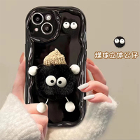 Funda de Teléfono para Chica de TPU y Silicona de Peluche con Dibujos Animados, Protección Completa de Cámara Estilo Coreano de Instagram para iPhone 17 Pro Max 16 Plus 15 14
