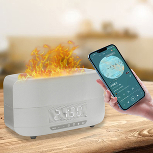 Elektrikli yangın uçucu yağ difüzör ultrasonik alev hava yağ difüzörler BT çalar saat ile akıllı müzik hoparlörü hava nemlendirici - Product Image 4