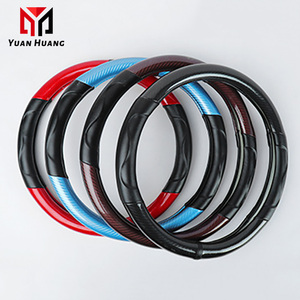 Housse de <span class=keywords><strong>volant</strong></span> de voiture en cuir de Fiber de carbone, trou noir, marqueur bleu pour Golf 7 GTI Golf R MK7 VW <span class=keywords><strong>Polo</strong></span> - Product Image 2