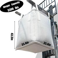Sac Jumbo en polypropylène tissé respirant de 1500 kg, 35,4'' L x 35,4'' L x 43,3'' H, facteur de sécurité 5:1, avec ouverture par le dessus et fond plat
