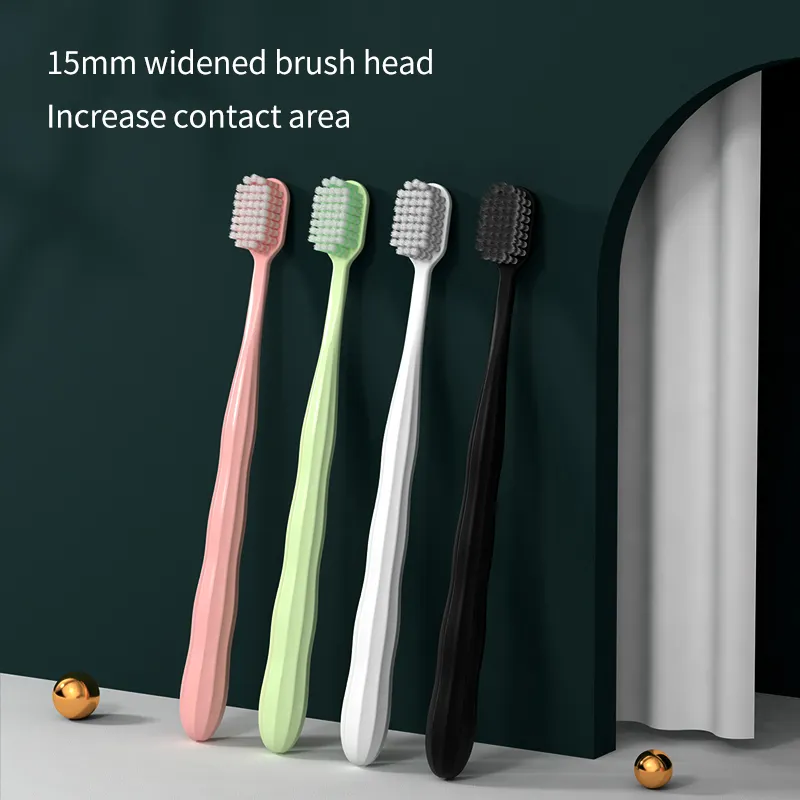 Best Selling Home Hotel Supplies Custom Logo Individual Packed Adult 2pcs Wide Head Gum Care Couple Toothbrush With Soft Bristle