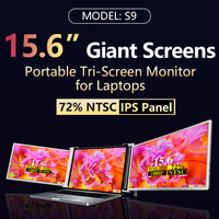 Monitor portátil FHD de 15,6 pulgadas plegable ultrafino Plug and Play Tri Screen para ordenador portátil con pantalla dual