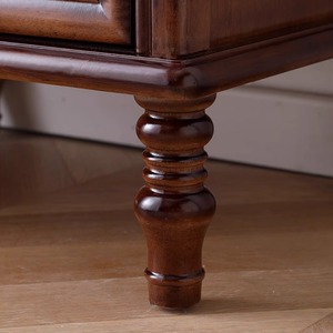 Mesita <span class=keywords><strong>de</strong></span> <span class=keywords><strong>Noche</strong></span> <span class=keywords><strong>de</strong></span> Estilo Americano, <span class=keywords><strong>de</strong></span> Madera Maciza Tallada, con Tiradores <span class=keywords><strong>de</strong></span> Latón Antiguo, 2 Cajones para Almacenamiento, Adecuada para Dormitorios - Product Image 5