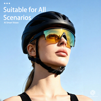 Gafas Inteligentes con IA y Cámara de 13MP, Lentes Polarizadas con Espejo Verde Naranja y Marco Negro, 1200P, Ideales para Ciclismo, Viajes y Vlogging