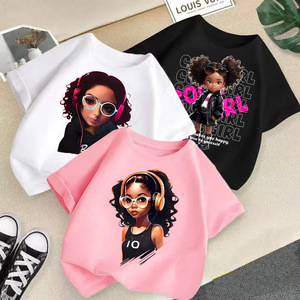 T-shirt d'été décontracté ample à col rond et manches courtes en coton anti-humidité avec imprimé dessin animé pour filles, nouveau style 2026 - Product Image 1