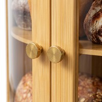Grand panier à pain d'angle en bambou à 2 niveaux pour comptoir, rangement alimentaire gain de place avec fermeture magnétique