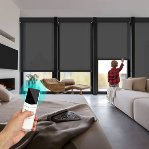 WiFi inteligente eléctrico inteligente motorizado <span class=keywords><strong>carrete</strong></span> <span class=keywords><strong>de</strong></span> rodillo Blackout operado Oficina ventana persianas negras persianas - Product Image 2