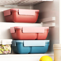 Boîte à collation étanche en plastique à 3 compartiments écologique Conteneur à lunch Boîte à lunch Bento en silicone Nourriture pour enfants