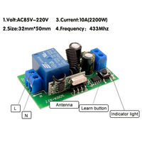 Module récepteur de relais sans fil 433 MHz AC110V 220V 10A 1CH pour interrupteur à distance marche/arrêt pour ampoules LED DIY chipwelldone