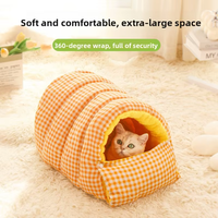 Coussin pour chat auto-chauffant extra-épais, sac de couchage, doublure en polaire amovible, niche pour animaux de compagnie, style cocon, lit chaud d'hiver pour chat