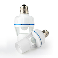Base de Lámpara LED E27 con Sensor de Movimiento PIR, Portalámparas de Plástico