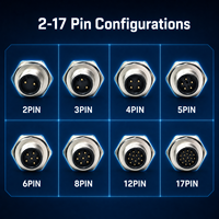 Connecteur M12 8 broches à code A le plus vendu avec écrou fileté nickelé pour l'alimentation des lignes de machines d'emballage