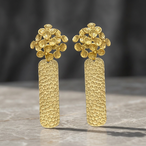 Juego de Pendientes Colgantes con Diseño Único en Forma de Arquitectura Étnica, Chapados en Oro, con Diseño Floral, Regalo de Compromiso - Product Image 2