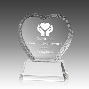 Trofeo a Forma di Cuore in Cristallo K9 Texturizzato, Premio per Donazioni Benefiche, Regalo Aziendale per Team - Product Image 3