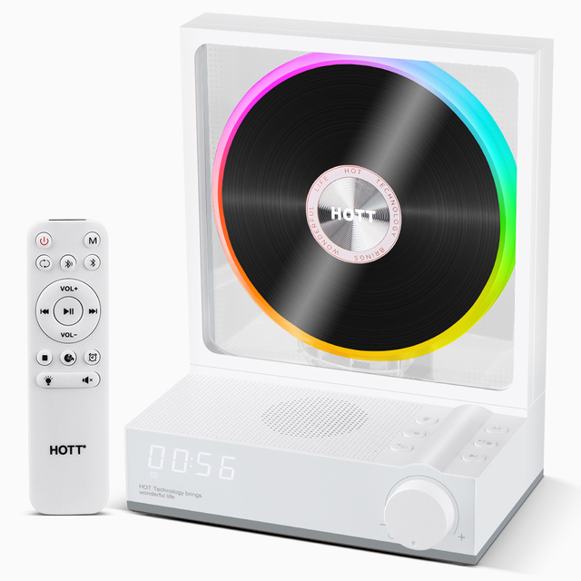 HOTT C229A Transparent Visual Design Desktop CD Player Colorful Atmosphere Light USB Support Micro SD Card Play/Transcription