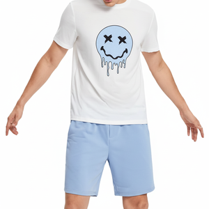 Conjunto de camiseta y pantalones cortos de algodón de verano unisex Ropa de hombre de 2 piezas con diseño transpirable - Product Image 1