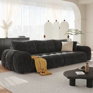 <b>Cream</b> Snow Neil Velvet Puff Cloud Island <b>Sofa</b> <b>Sofa</b> Bed Sponge Filled Apartment Use Modern Two Seat Fabric <b>Sofa</b> - Product Image 4