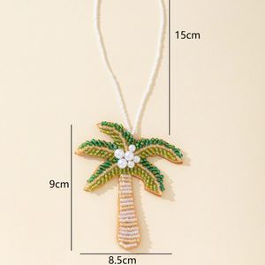 Colgante Artesanal de Árbol de Coco con Cuentas de Arroz, Accesorio Bohemio para Bolsos de Playa de Verano - Product Image 3