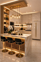 Ensemble de meubles de salon de luxe américain, design moderne pour villa, tête de lit en bois, canapé, fauteuils trône pour décoration intérieure haut de gamme