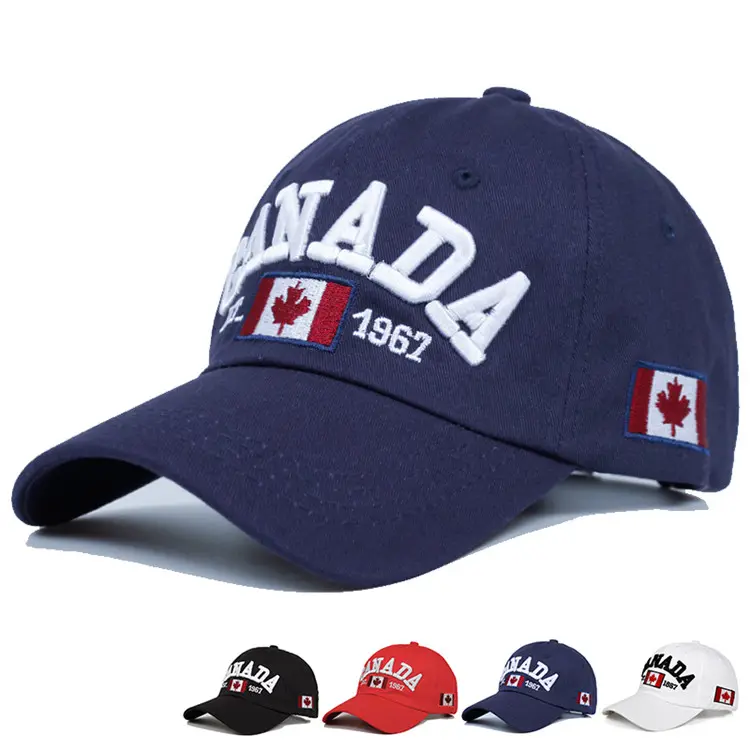 Casquette de baseball avec broderie stéréoscopique 3D avec drapeau du canada