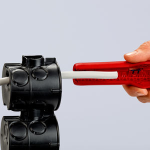 Herramienta para pelar cables Knipex, tijeras de electricista industriales de acero inoxidable rojas, borde liso, garantía de 3 años - Product Image 1