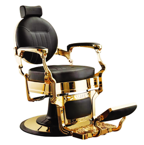 Sillón de Barbería Moderno de Cuero Negro, Silla de Peluquería Personalizada con Estructura Metálica Negra <span class=keywords><strong>para</strong></span> Muebles de Salón de Belleza - Product Image 6