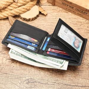 Portefeuille en cuir vintage anti-RFID, 12 emplacements pour cartes, portefeuille fin à double pliage, <span class=keywords><strong>porte</strong></span>-cartes multifonctionnel en cuir véritable - Product Image 3