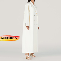 OEM Revers cranté personnalisé modeste Ramadan double boutonnage blanc Designer décontracté Dubai nouvelle mode musulman grande taille Maxi Abaya